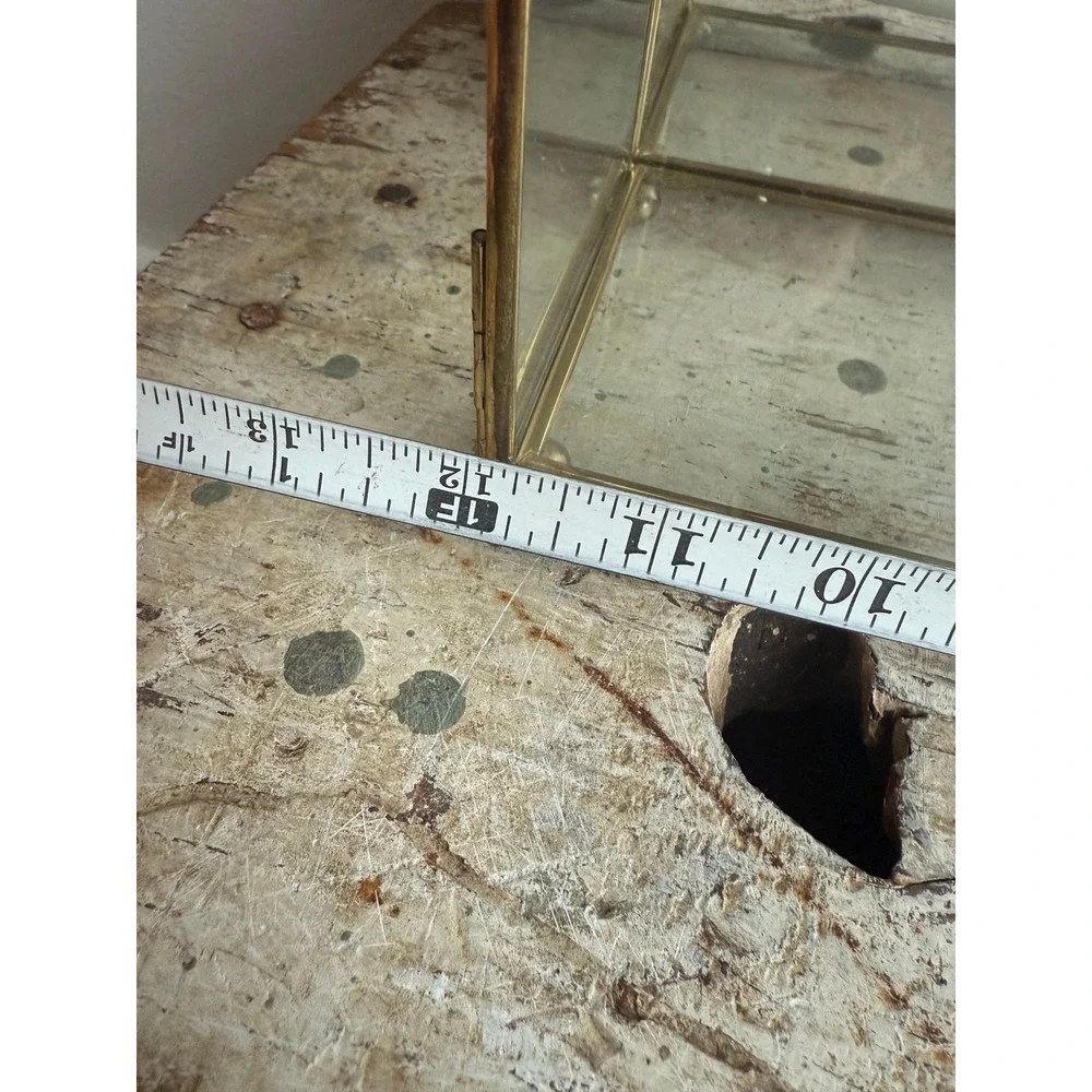Vintage Franklin Brass Glass Arched Display Case Mirrored Back Curio Cabinet